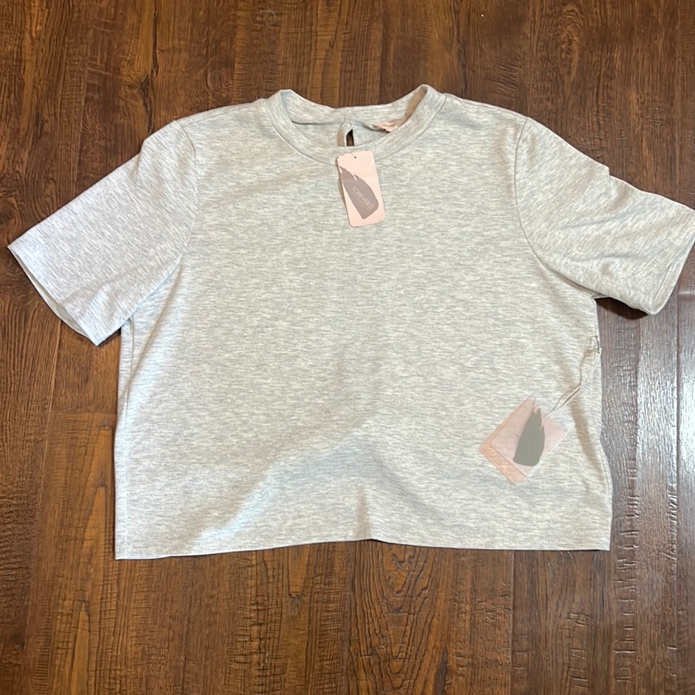 Heather Grey Short-Sleeve Knit Crop Top Medium